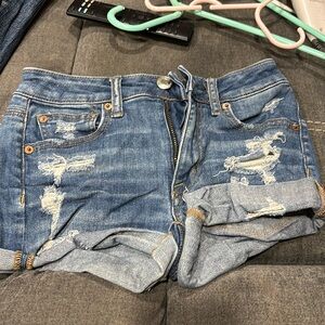 American Eagle denim shorts.  Super stretch high rise shortie